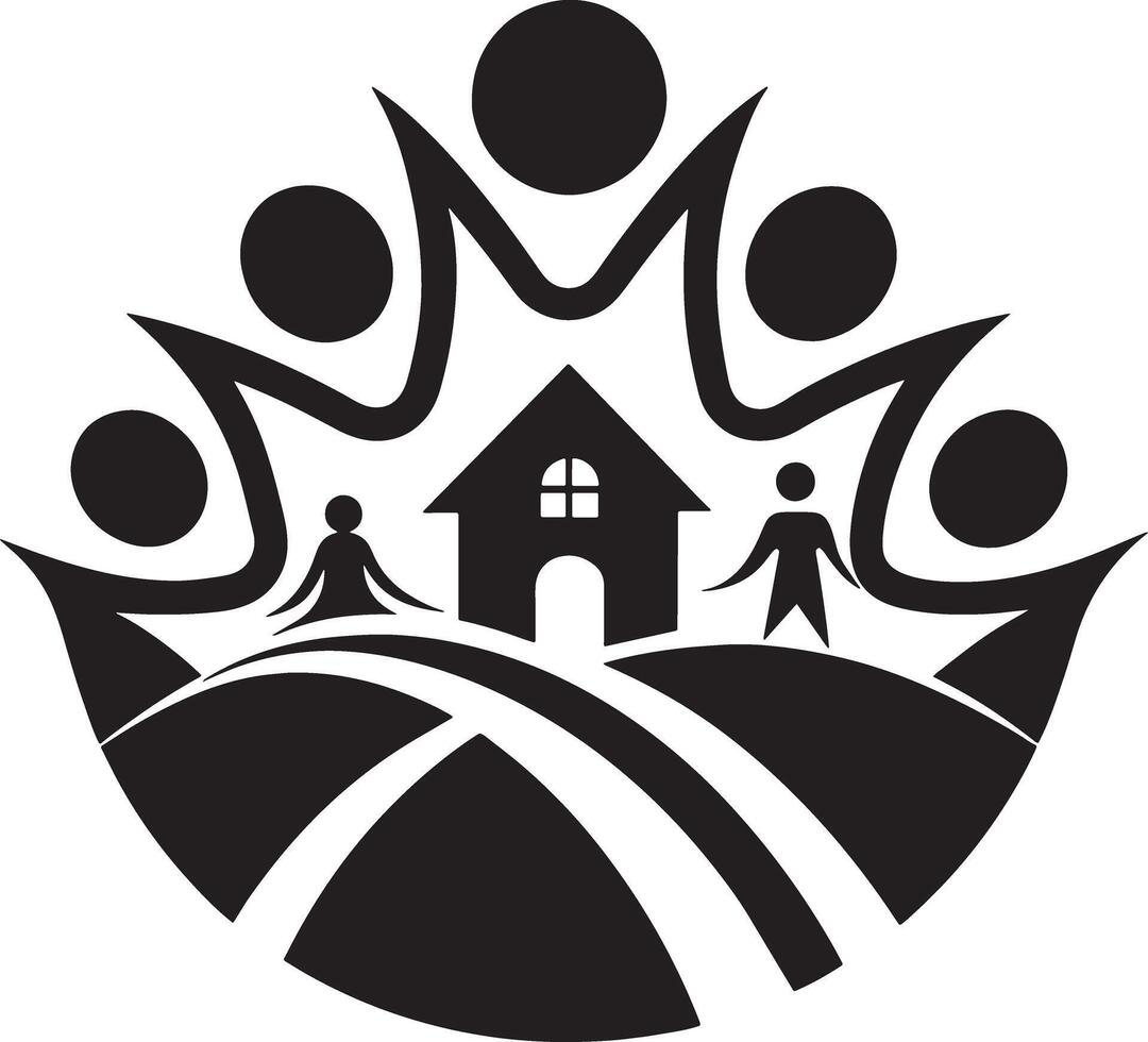 minimal community logo illustration black and white vector