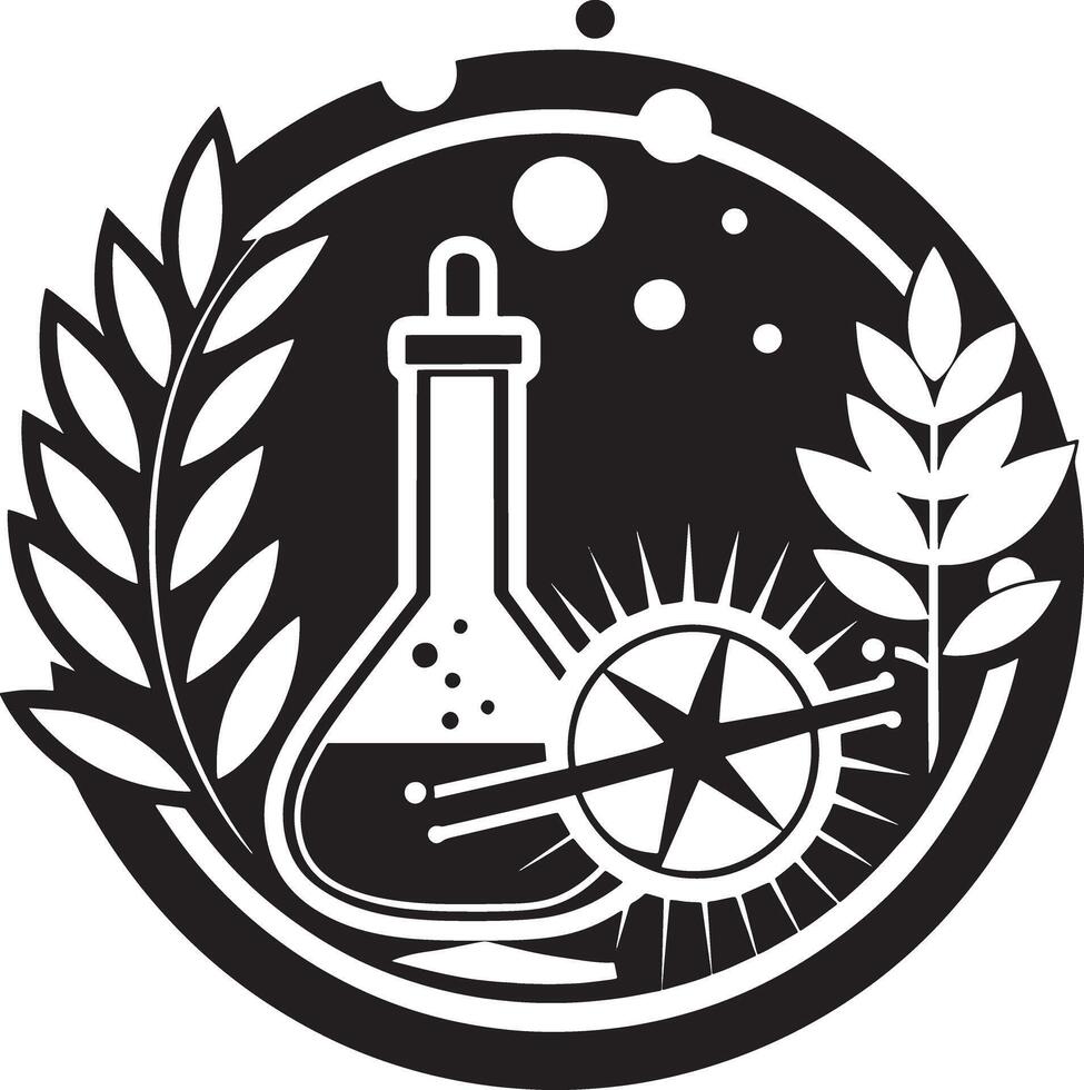science and chemistry icon and logo illustration black and white vector