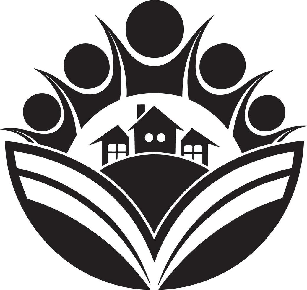 minimal community logo illustration black and white vector