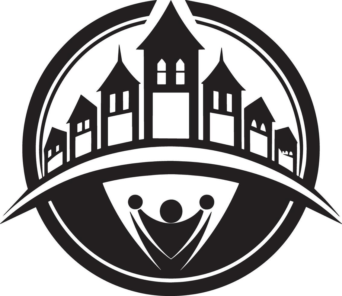 minimal house logo illustration black and white vector