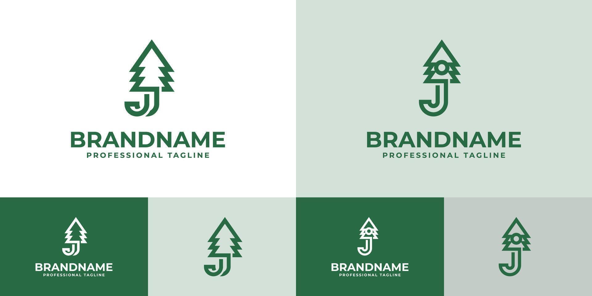 Letter J Tree Monoline Logo, Great for Nature Conservation Projects vector