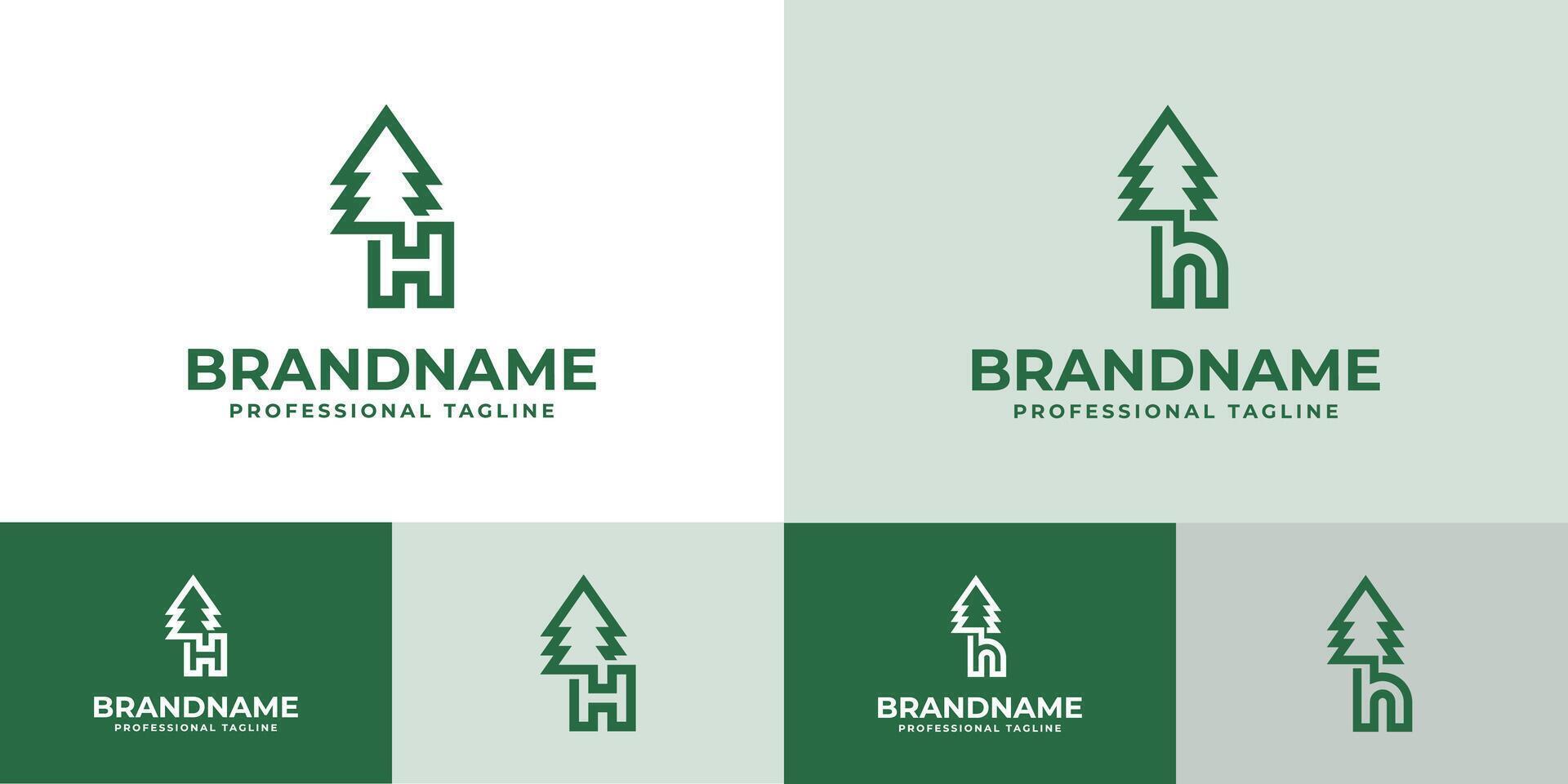 Letter H Tree Monoline Logo, Great for Nature Conservation Projects vector