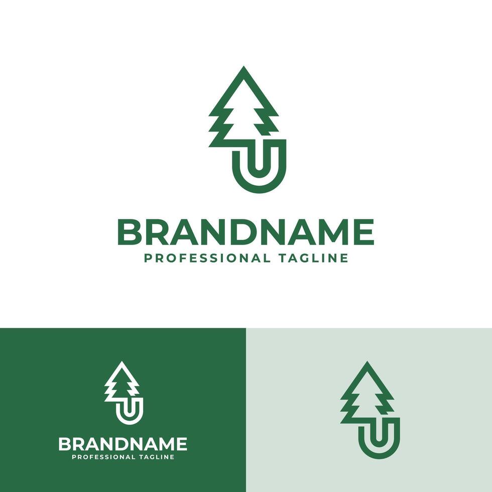 Letter U Tree Monoline Logo, Great for Nature Conservation Projects vector