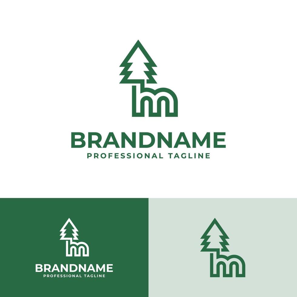 Letter M Tree Monoline Logo, Great for Nature Conservation Projects vector