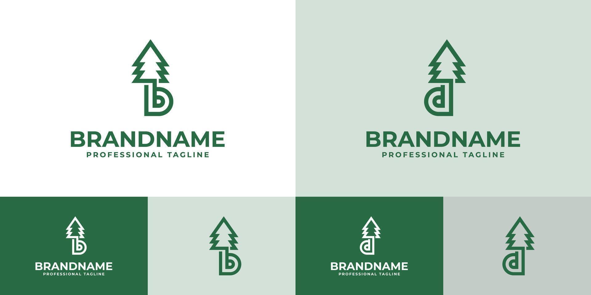 Letter B or D Tree Monoline Logo, Great for Nature Conservation Projects vector