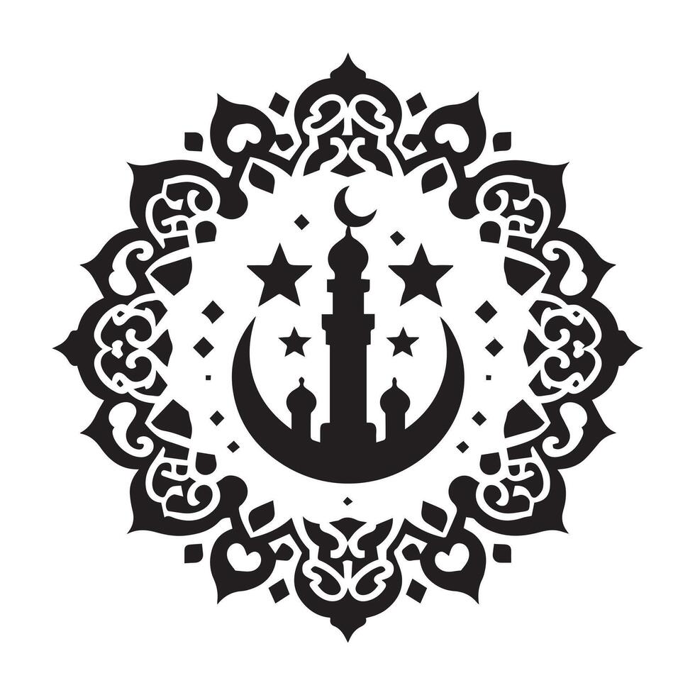 Silhouette of Islamic Element Icon Isolated in White vector