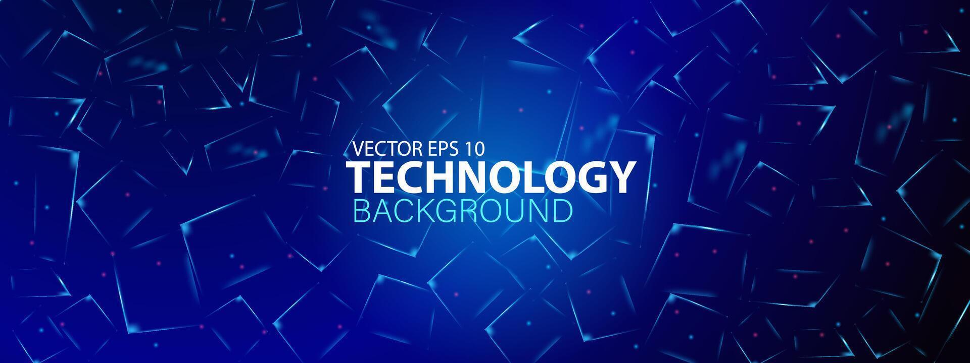 illustration abstract square blue background. Technology, hi-tech, nanotechnology, futuristic, big data and modern concepts. vector