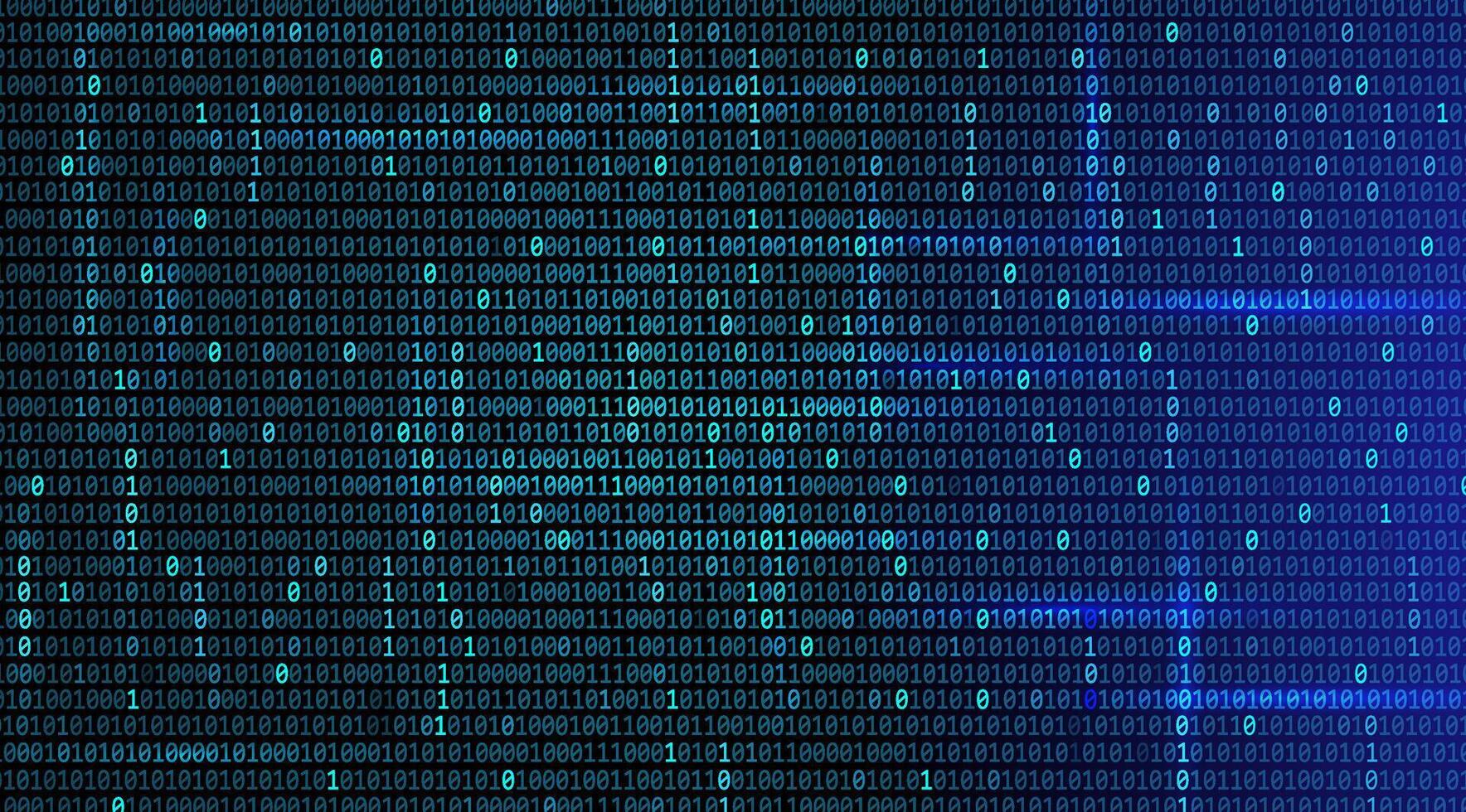 Binary number code blue background for coding, digital technology, big data, information, and security. vector