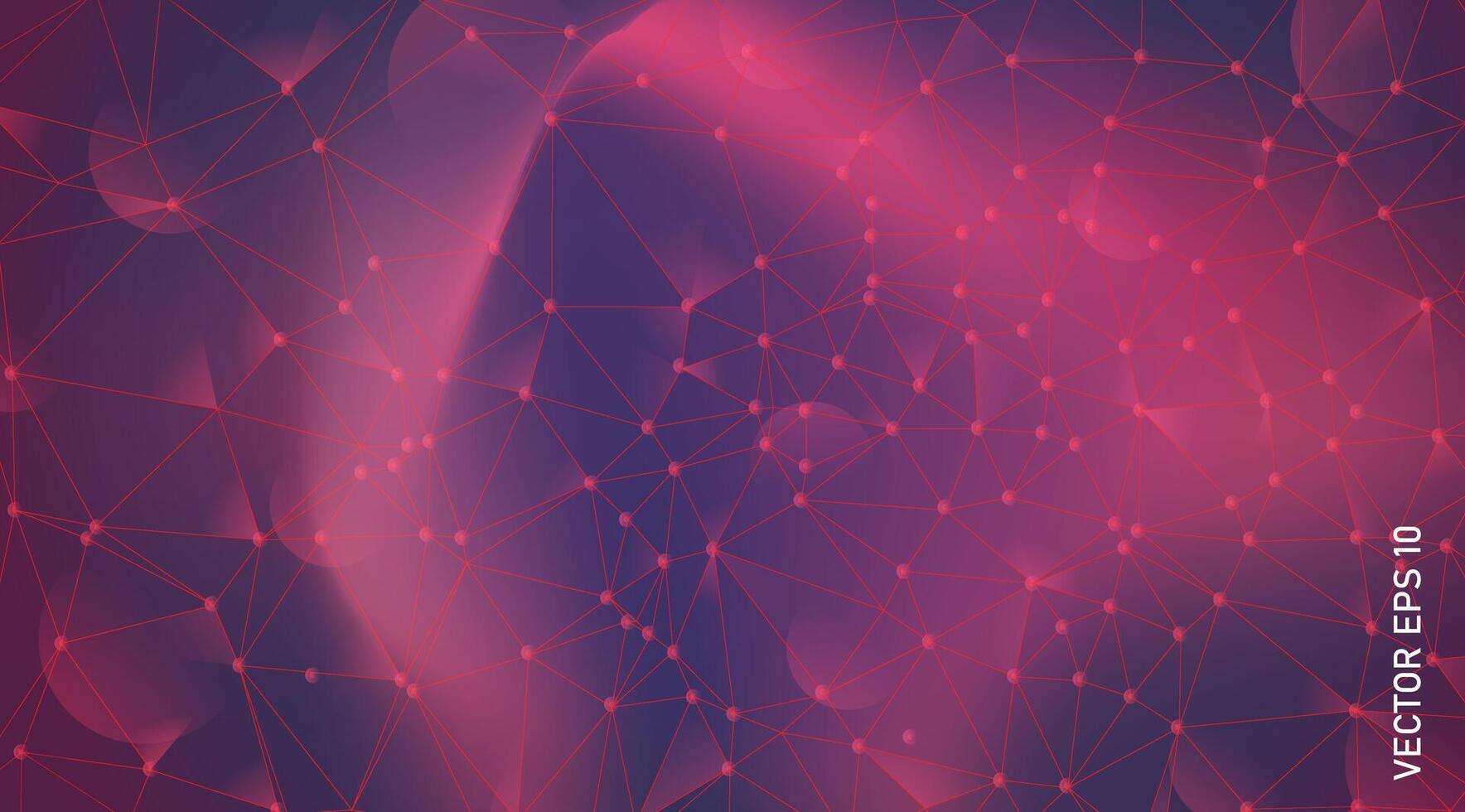 Abstract connected dots and lines on red background for technology, digital technology, nanotech, science, tech data, and hi-tech vector