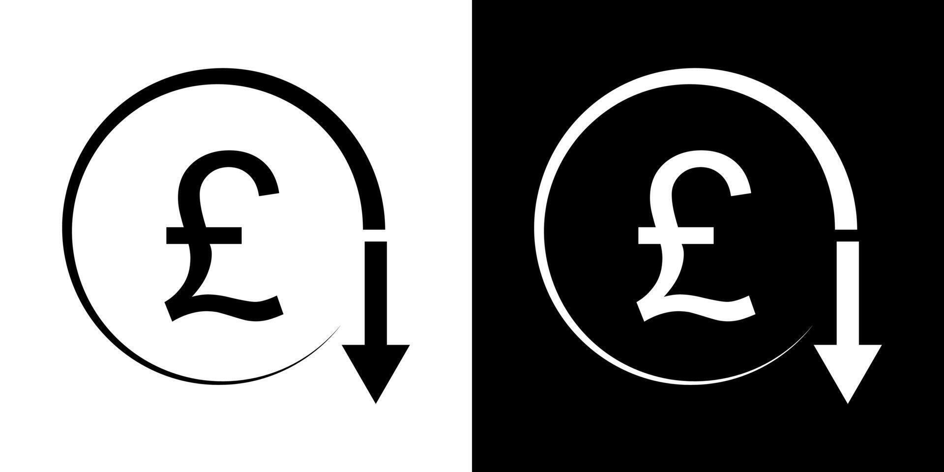 Pound Decrease icon. Decrease Pound symbol. vector