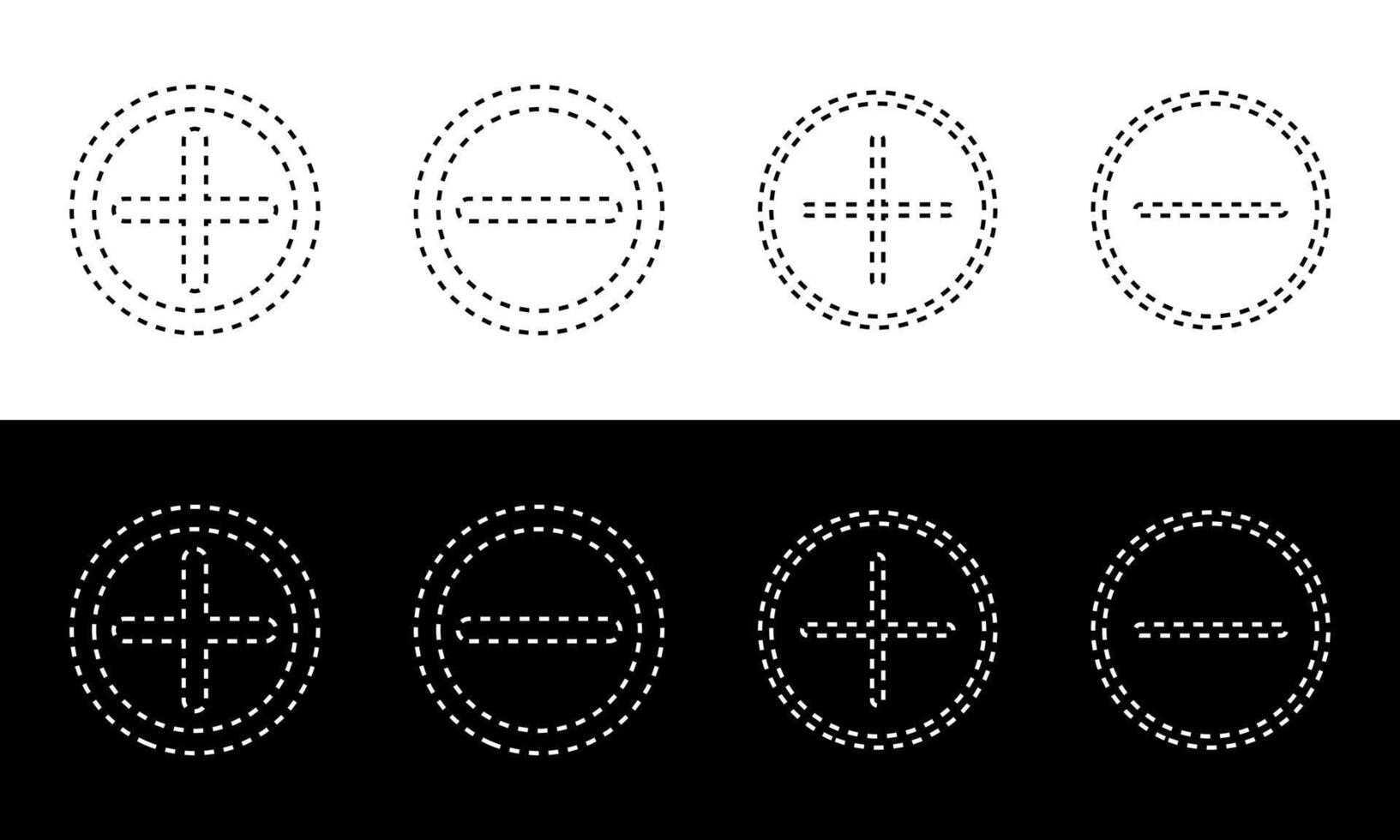 Minus and Plus icons have different thickness. vector