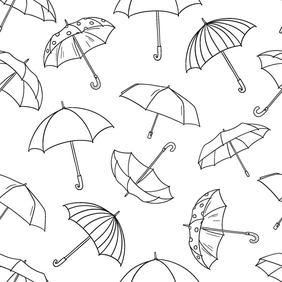 Seamless pattern with opened umbrella. monochrome endless background vector
