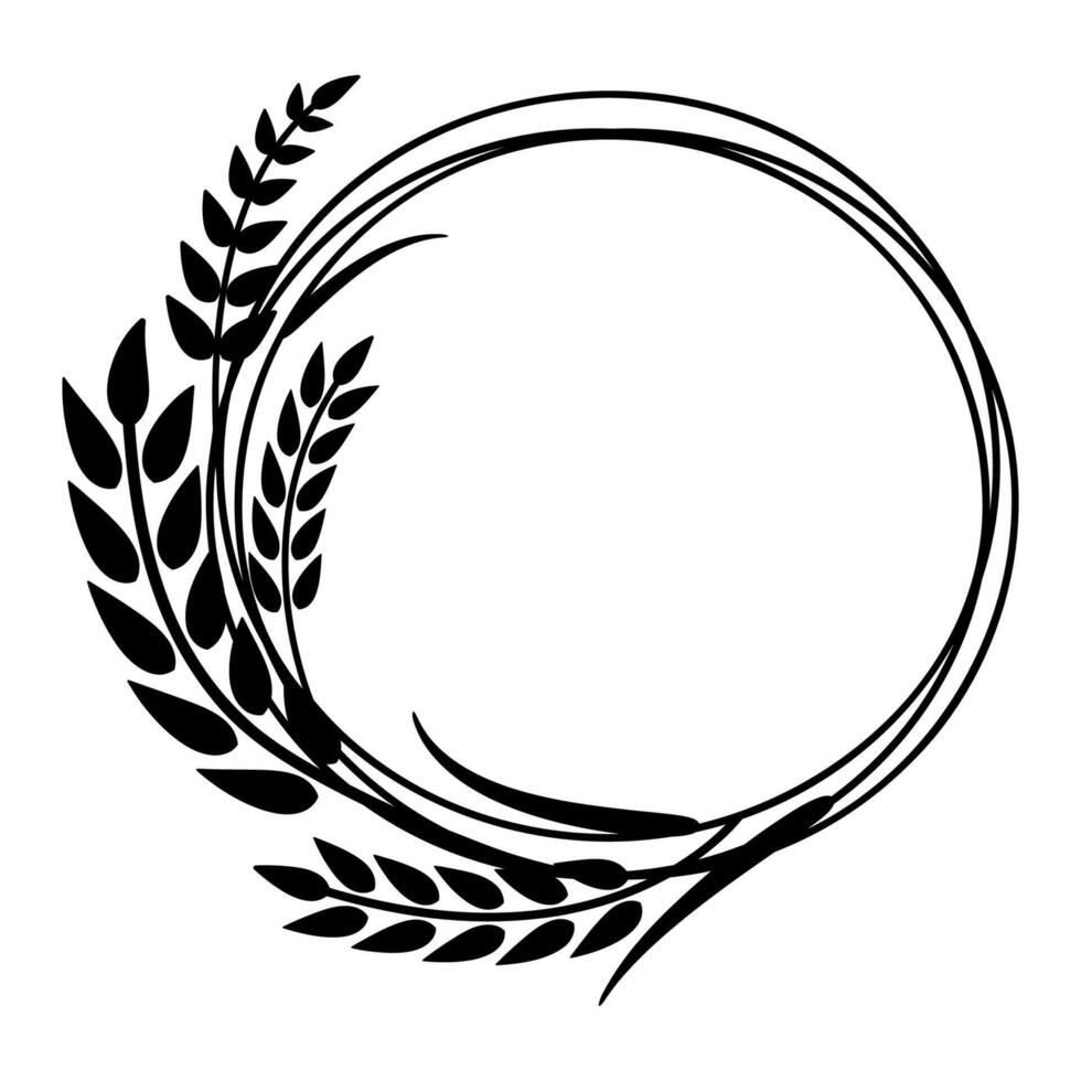 Frame with Ear of Wheat, Barley or Rye. round wreath isolated on white background vector