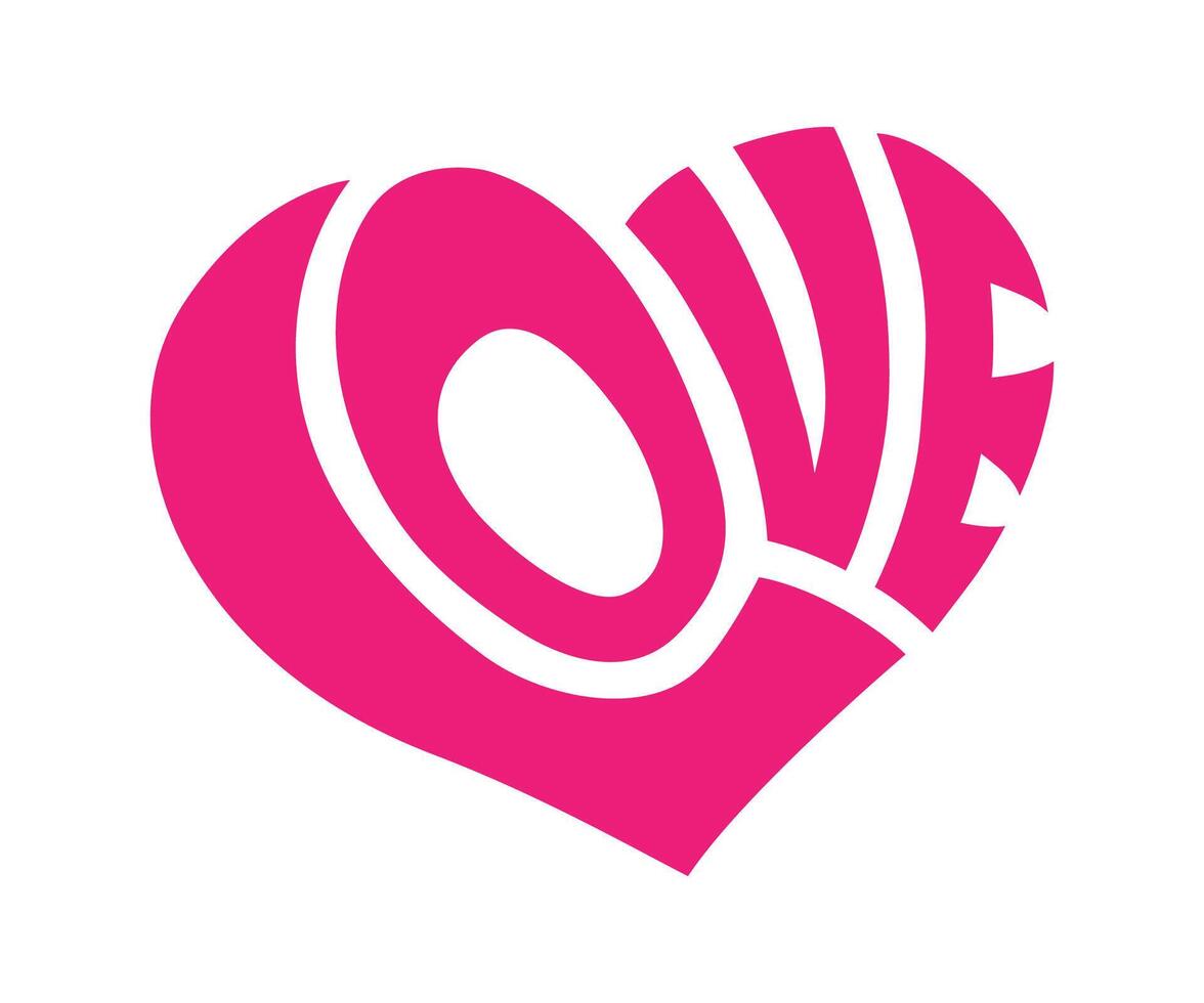 Pink Heart Shape with Love Text Cut Out. Illustration. Valentines Day and Romantic Themes. vector