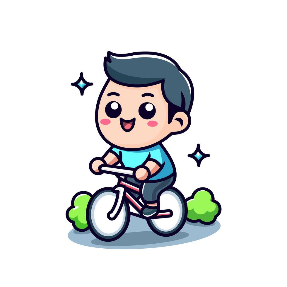 cute cartoon cycling mascot vector