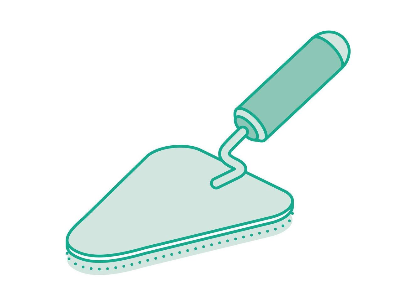 Isometric cement trowel. Outline object isolated on white background. vector