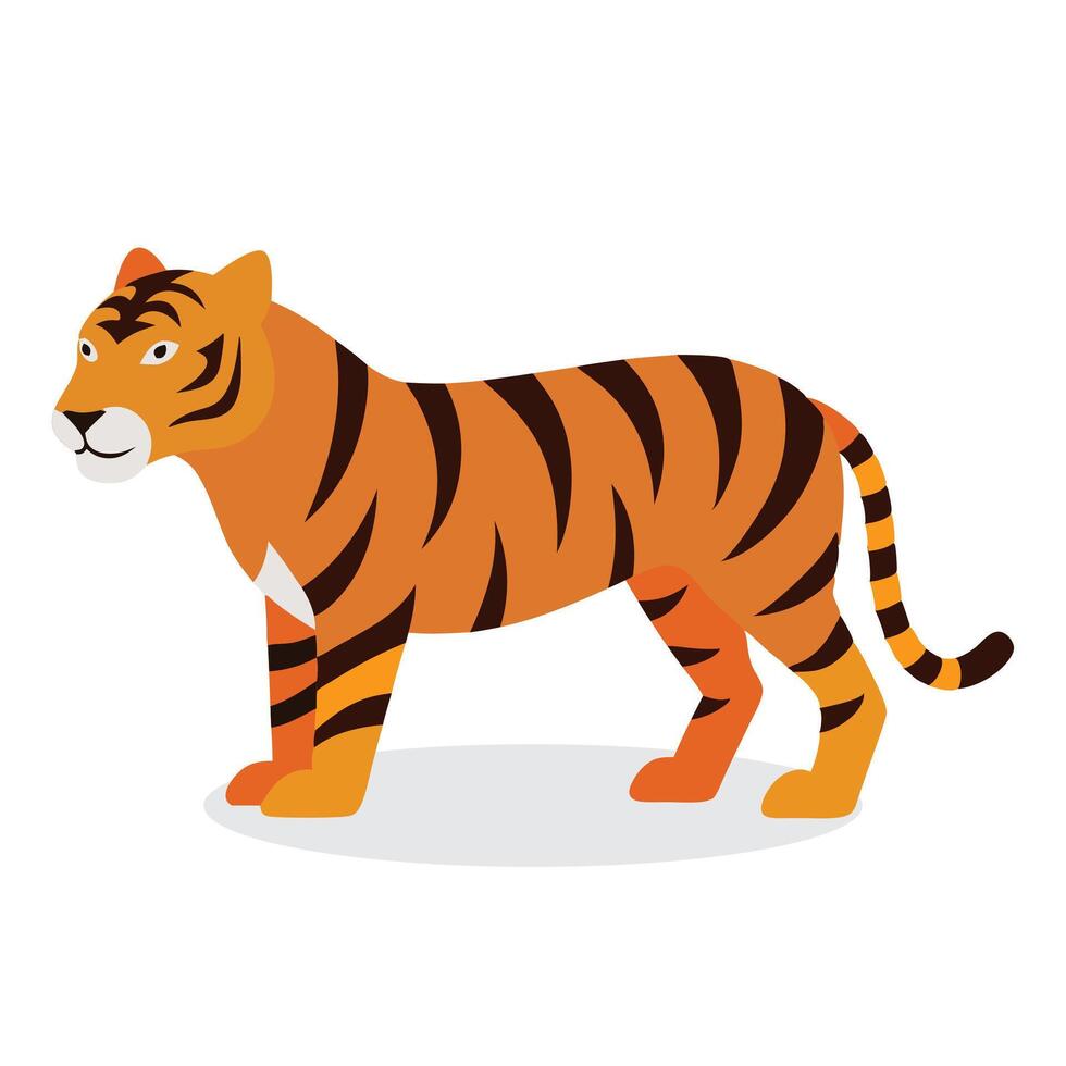Tiger Animal isolated flat illustration on white background vector