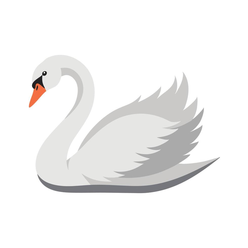 Swan Animal isolated flat illustration on white background vector