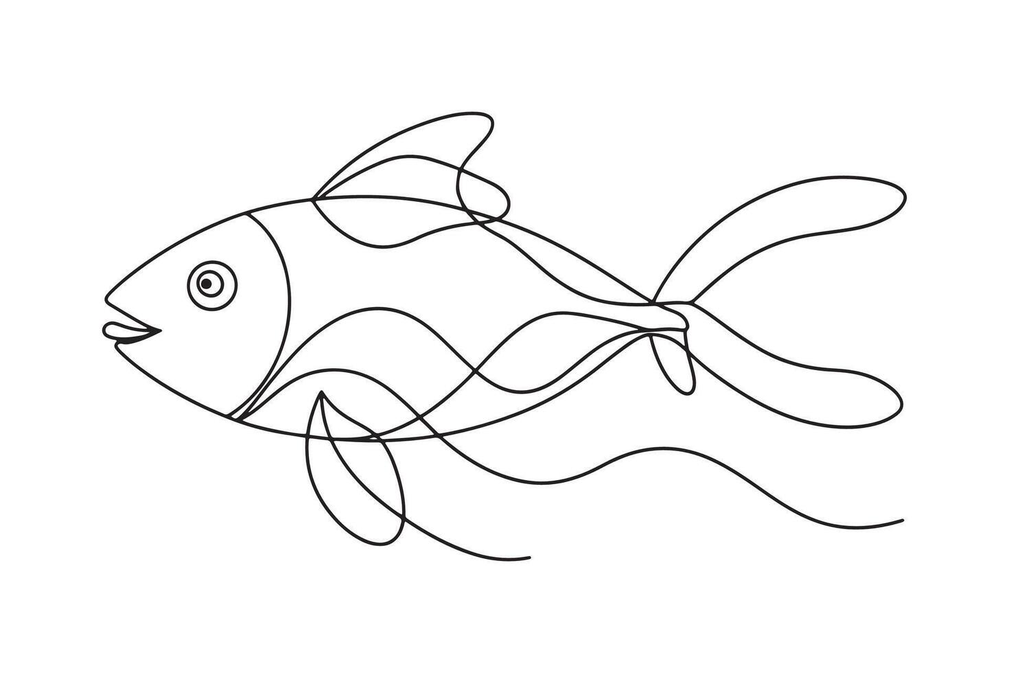 Fish Continuous line art illustration on white background vector