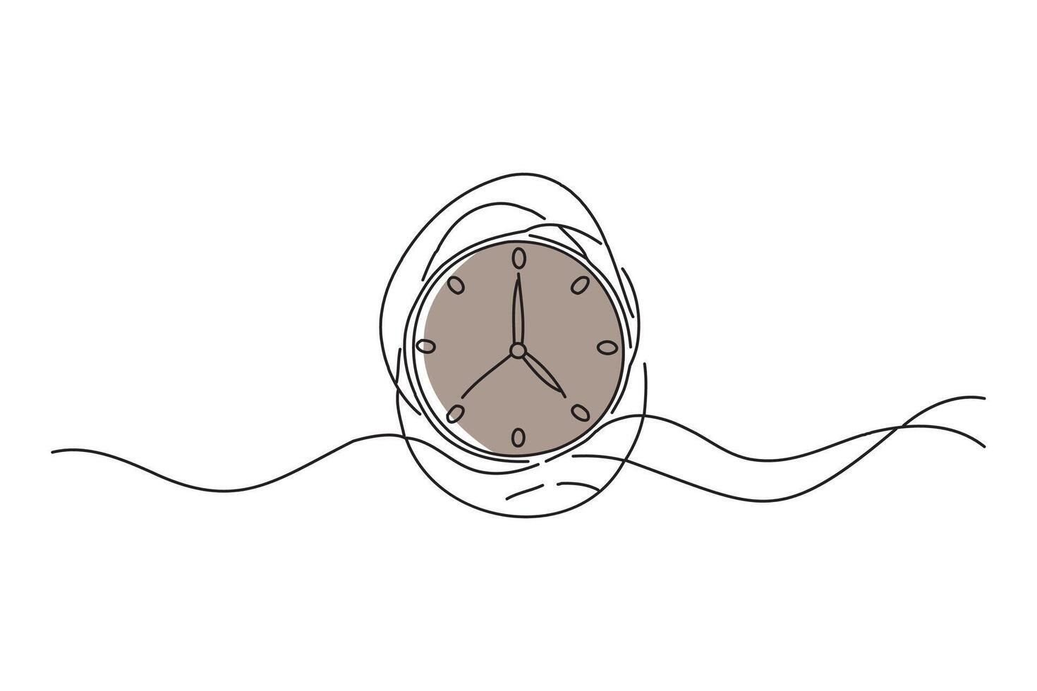Clock doodle continuous line art vector