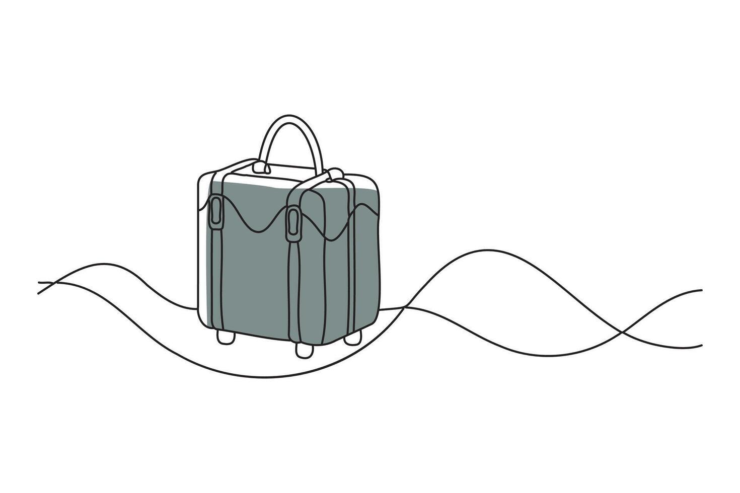 suitcase doodle continuous line art vector