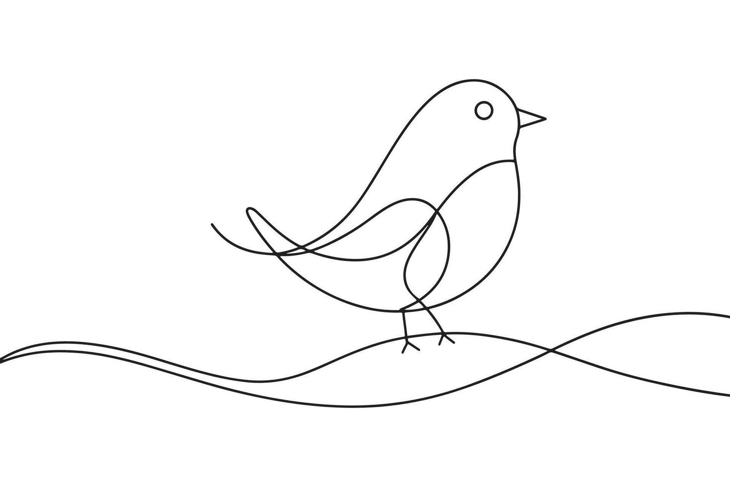 Birds Continuous line art illustration on white background vector