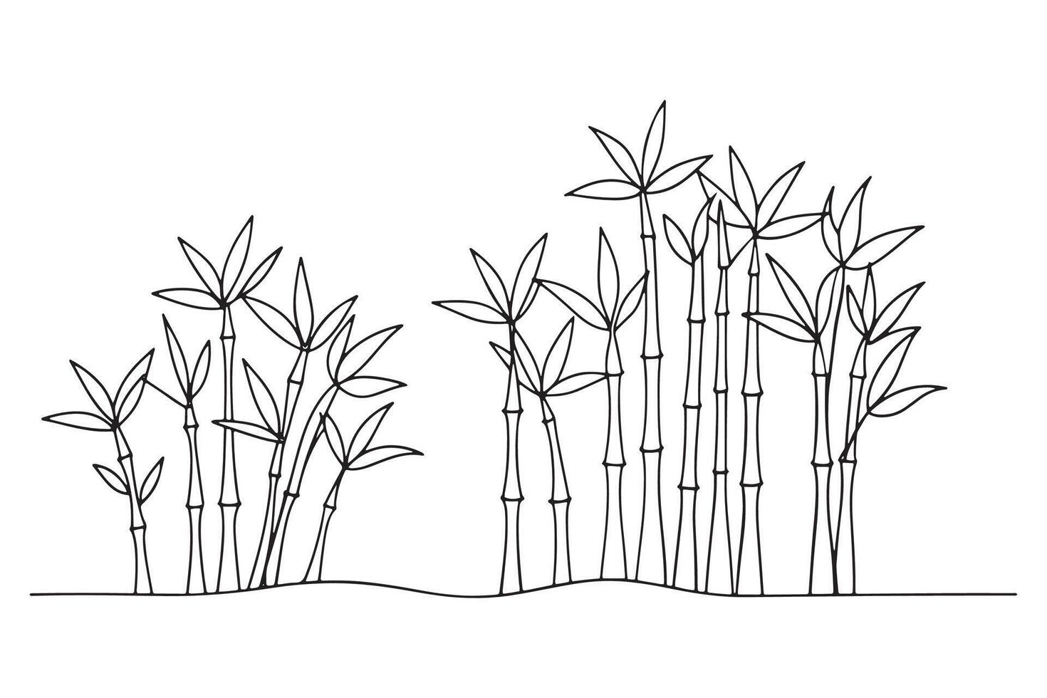 Bamboo Continuous line art illustration on white background vector