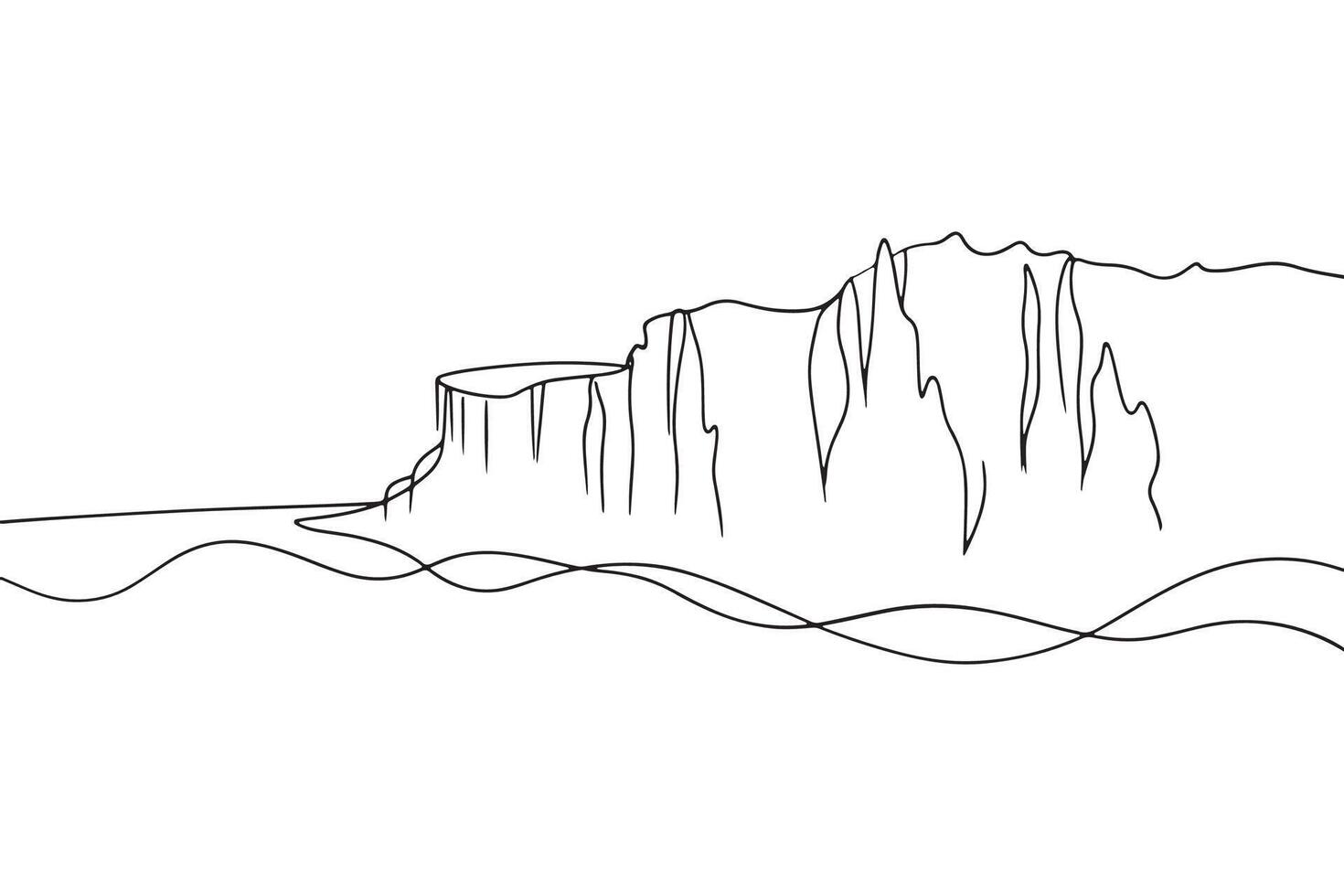 Cliffs Continuous line art illustration on white background vector