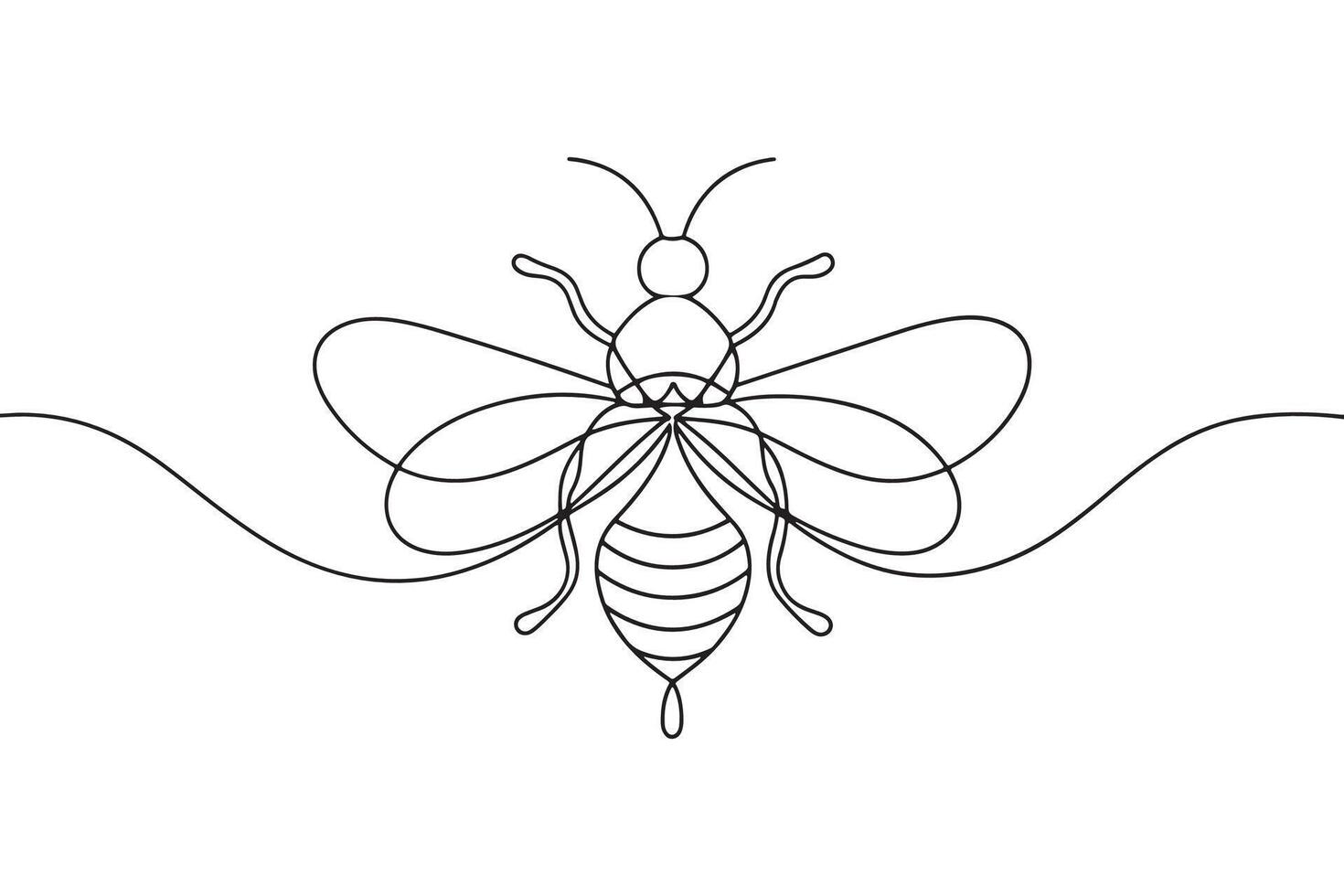 Bees Continuous line art illustration on white background vector