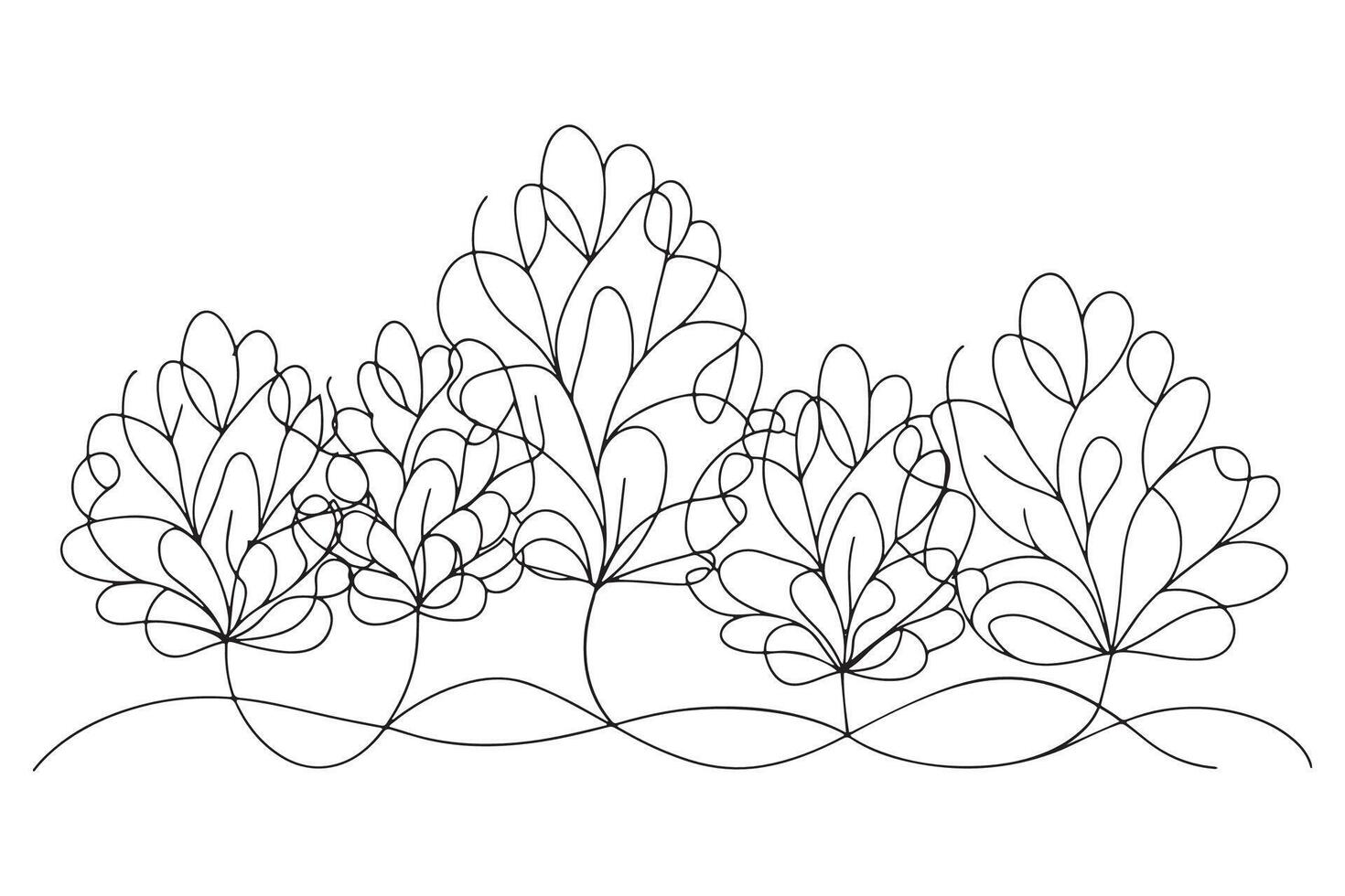 Bushes Shrubs Continuous line art illustration on white background vector