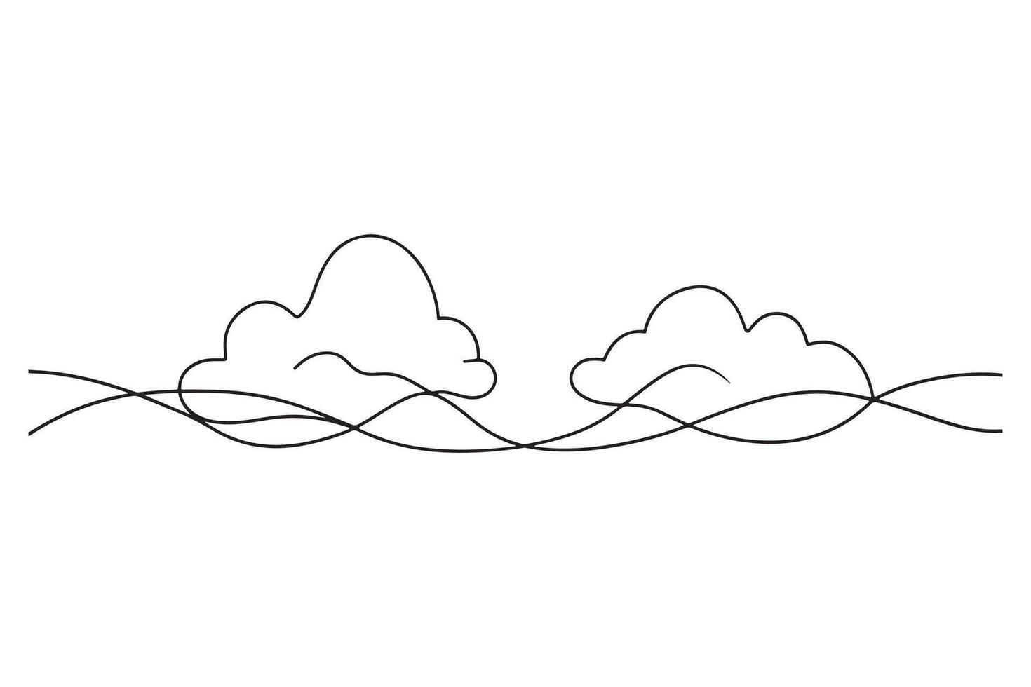 Clouds Continuous line art illustration on white background vector