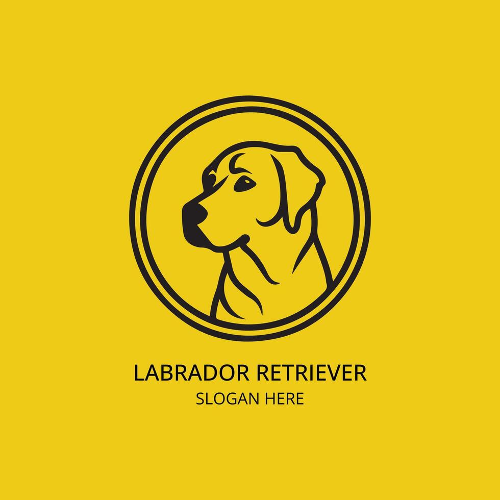 Labrador retriever circle logo design, black and white shape vector