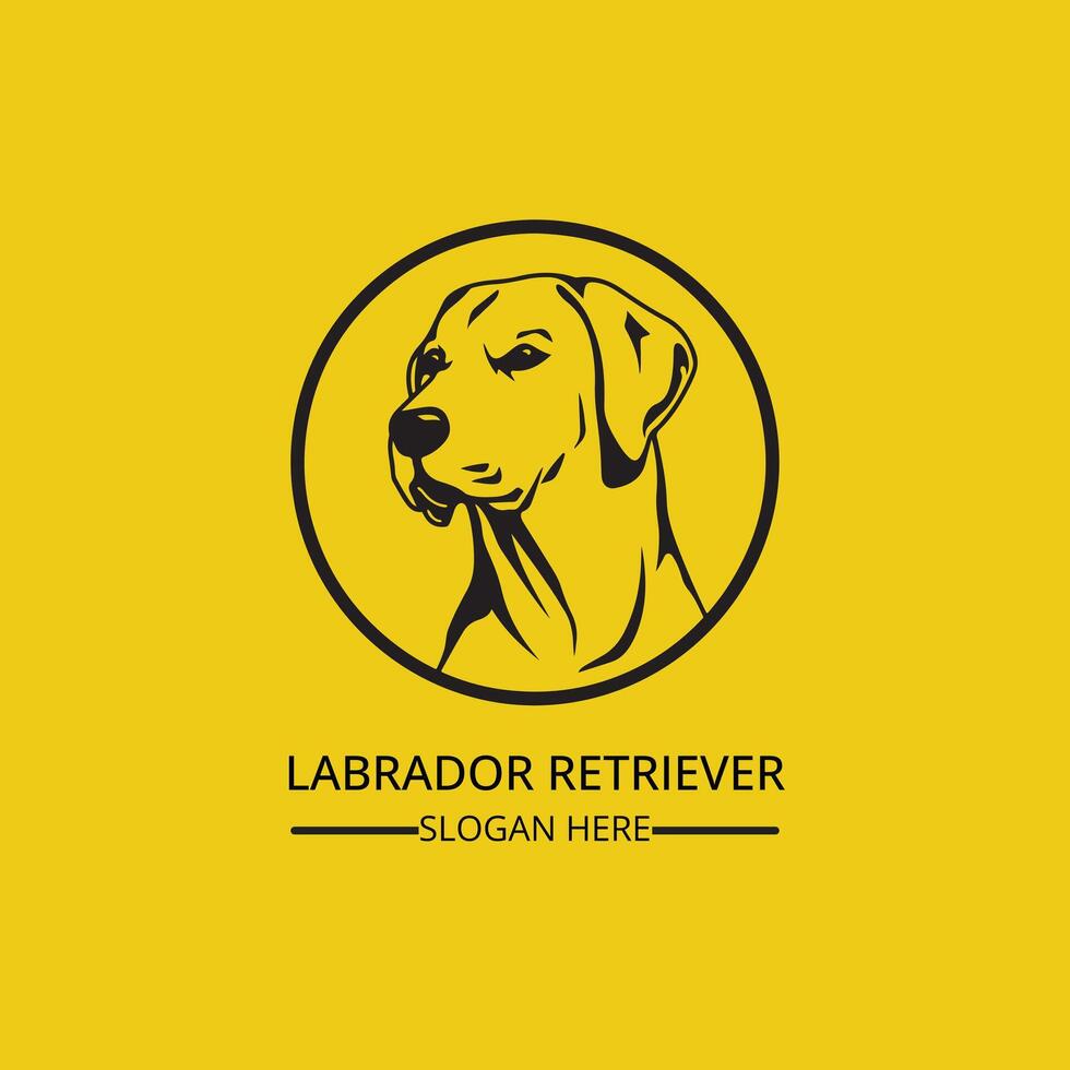 Labrador retriever circle logo design, black and white shape vector