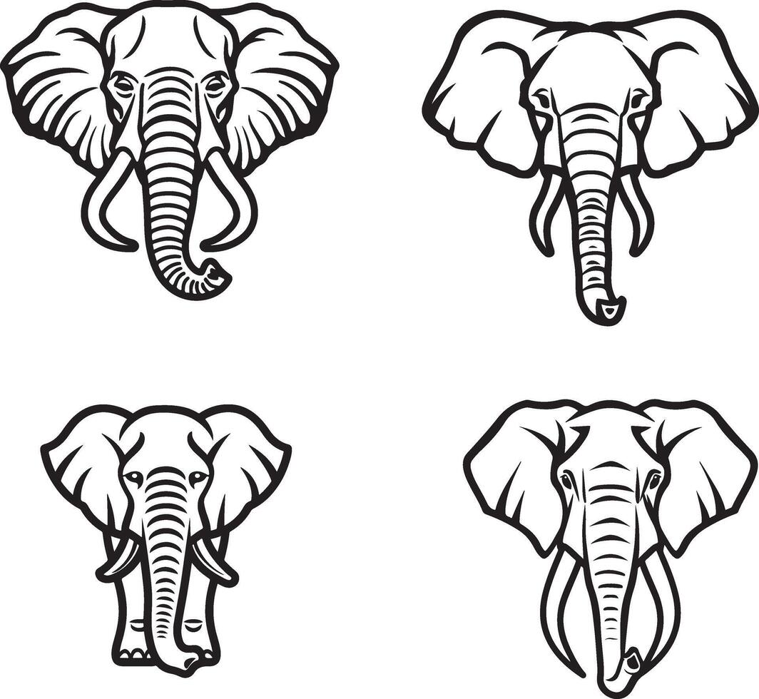 elephant head illustration outline vector