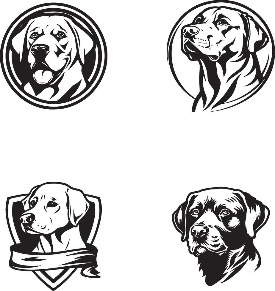 Labrador Retriever black and white logo design vector