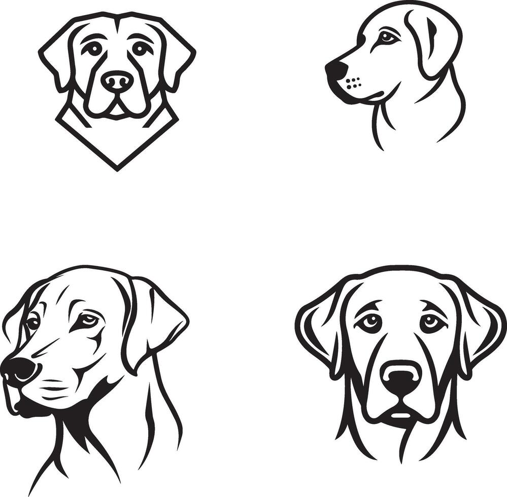 Labrador retriever minimalist logo design, simple black and white shape vector