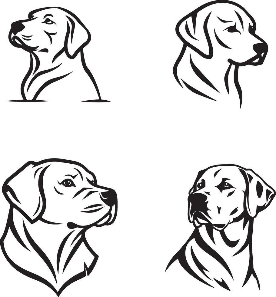 Labrador retriever minimalist logo design, simple black and white shape vector