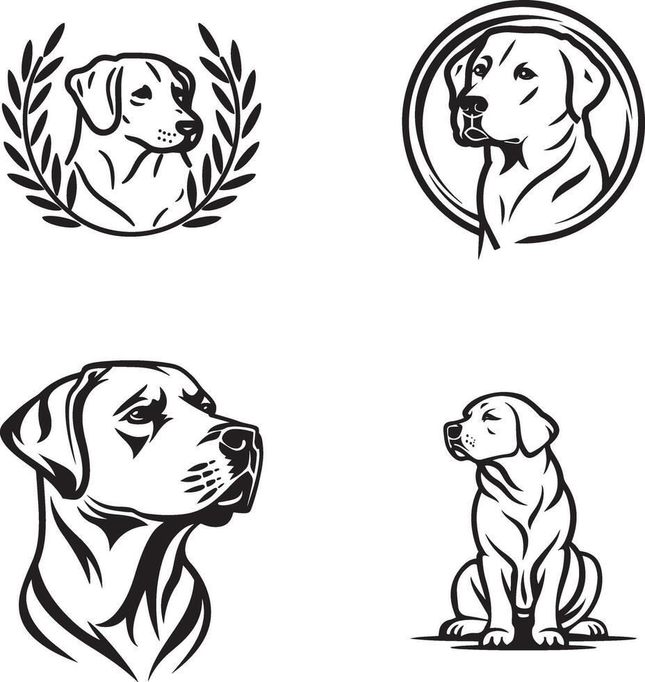 Labrador retriever minimalist logo design, simple black and white shape vector