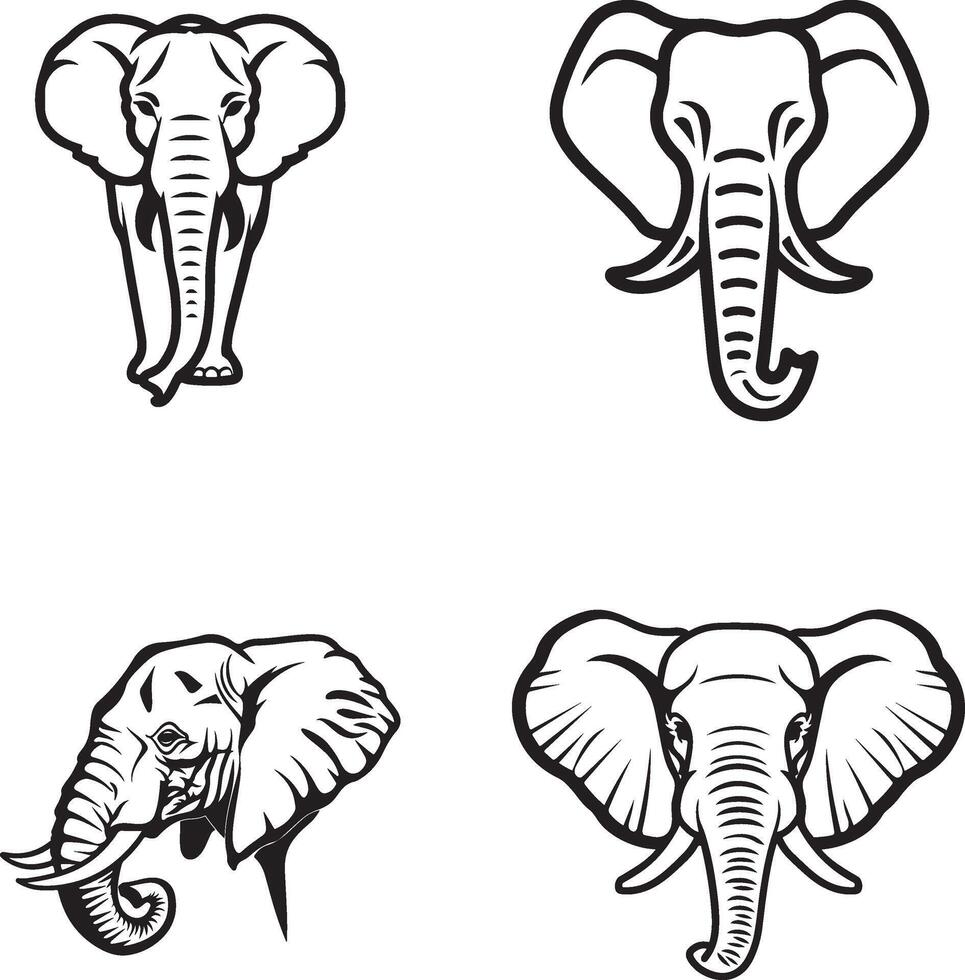 elephant head illustration outline vector