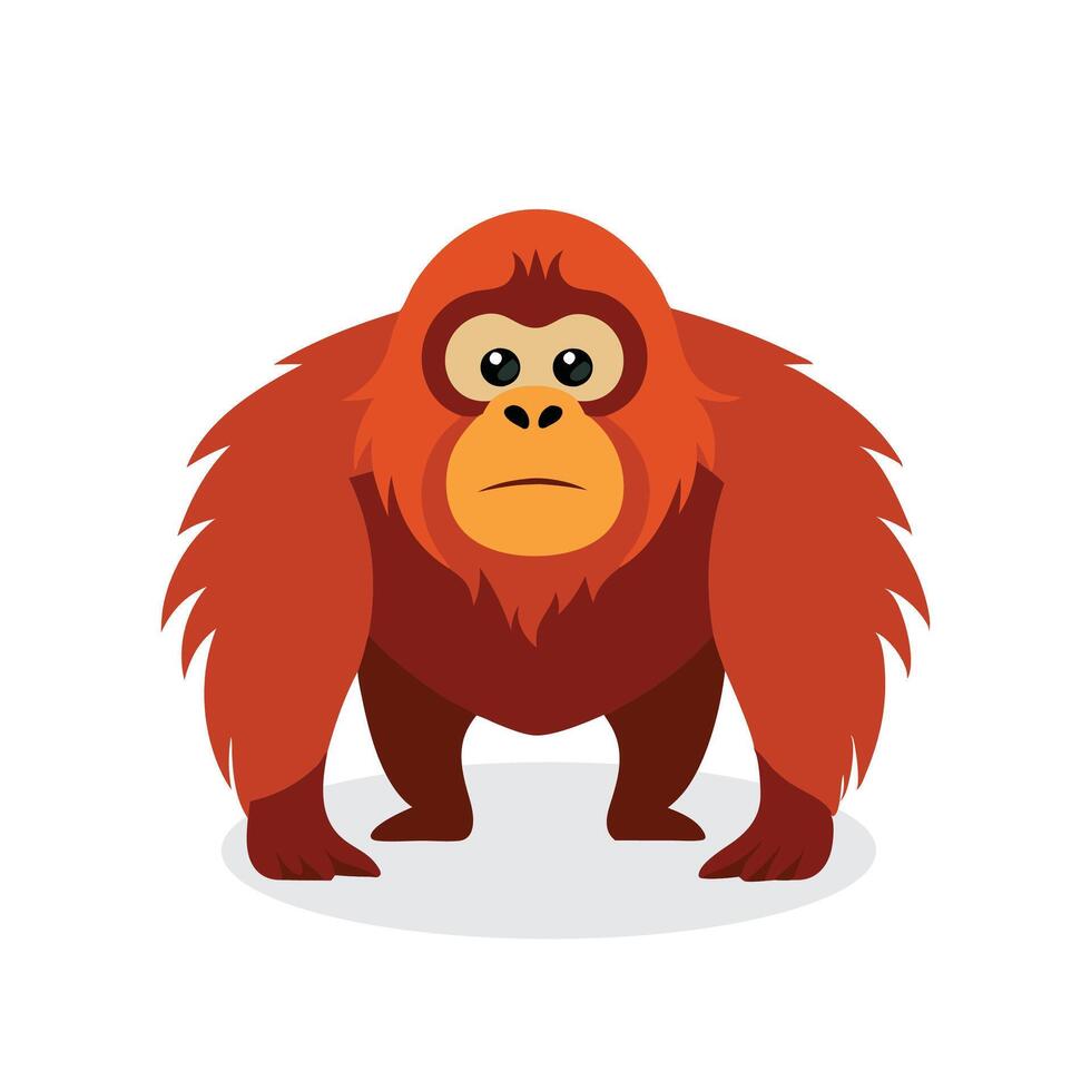 Orangutan Animal isolated flat illustration on white background. vector