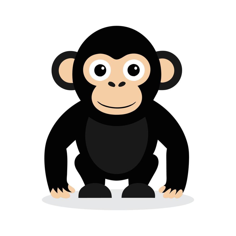 chimpanzee Animal isolated flat illustration on white background vector