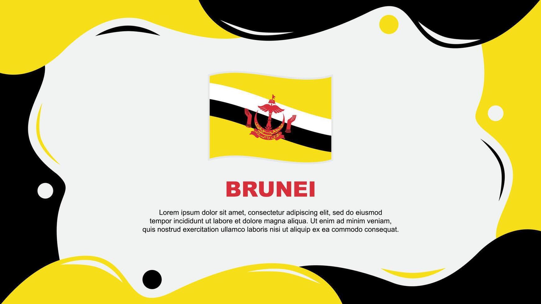 Brunei Flag Abstract Background Flat Design Template. Brunei Independence Day Banner Wallpaper Illustration. Brunei Background vector