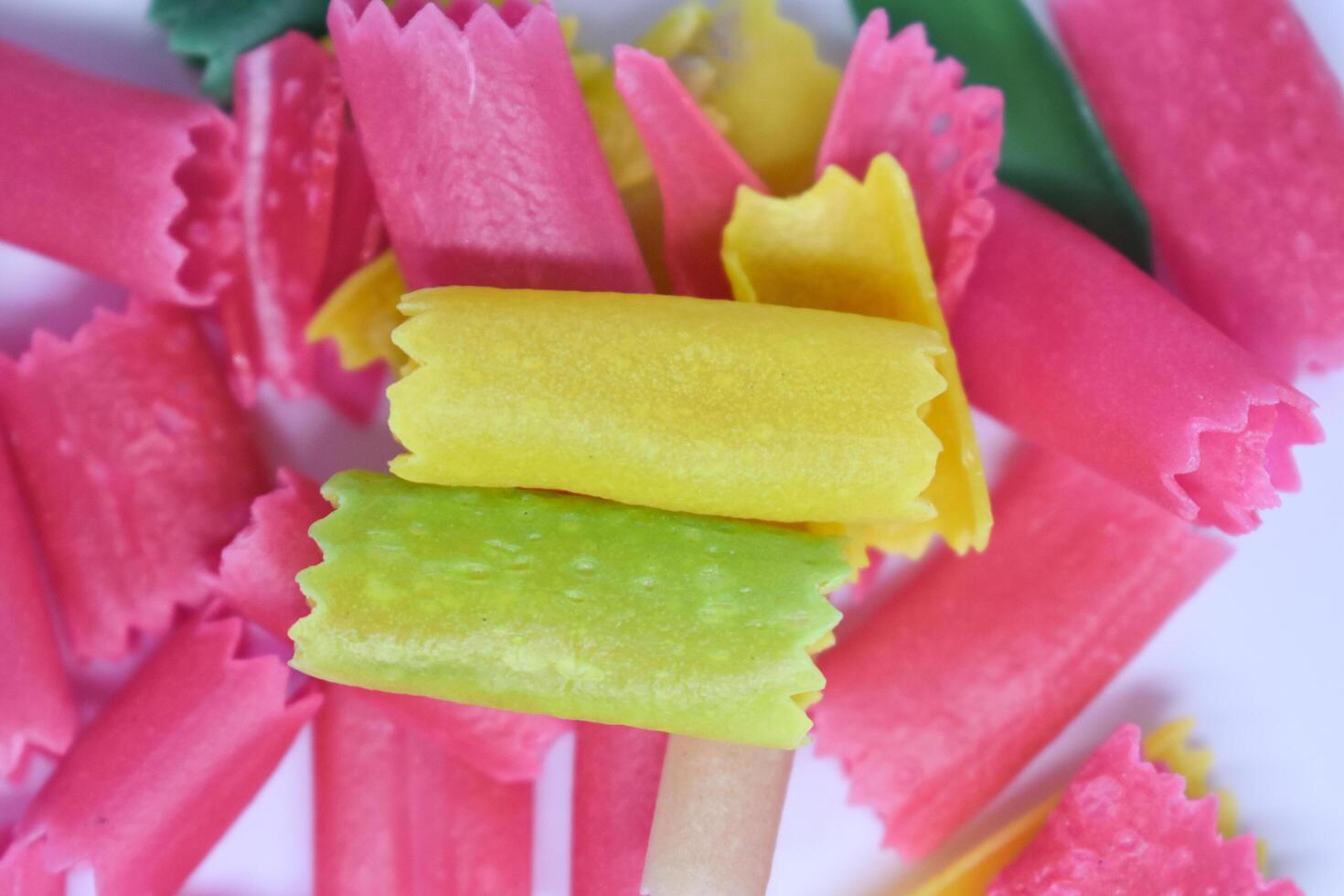 Colored Pipe Fryums. Foods Colorful . Colored Pipe. photo