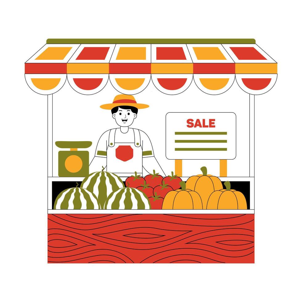 happy couple farming and garden flat illustration vector
