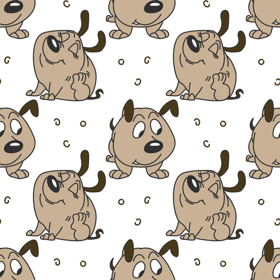 Seamless pattern, funny comical dogs on a white background. Baby background, textile, print vector