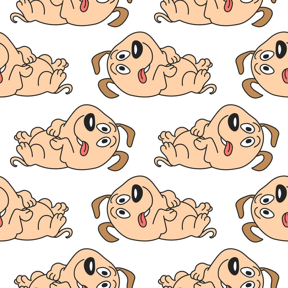 Seamless pattern, funny comical dogs on a white background. Baby background, textile, print vector