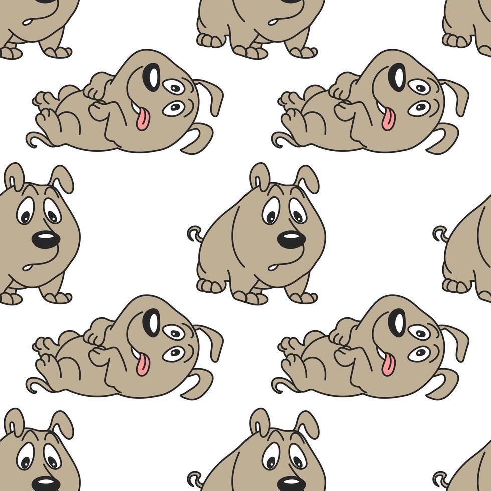 Seamless pattern, funny comical dogs on a white background. Baby background, textile, print vector