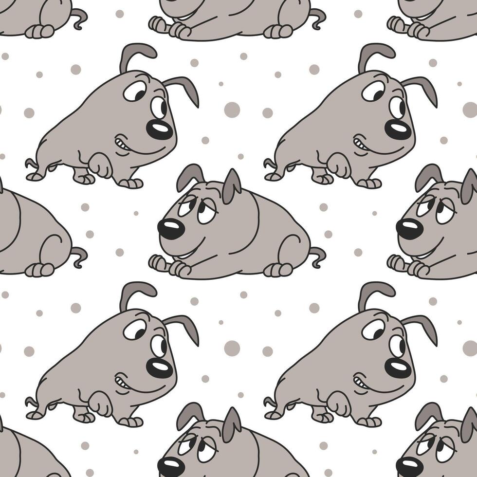 Seamless pattern, funny comical dogs on a white background. Baby background, textile, print vector