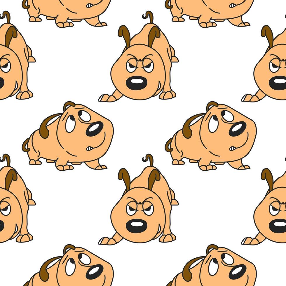 Seamless pattern, funny comical dogs on a white background. Baby background, textile, print vector