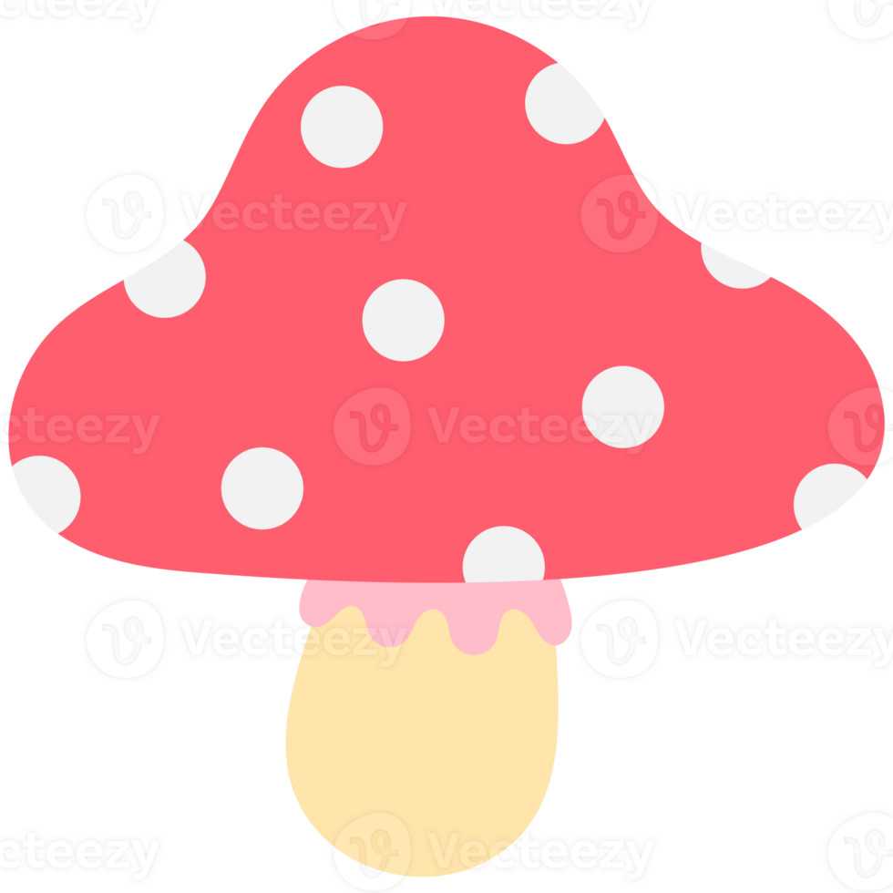 Cute happy autumn element in Children Style Cartoon illustration red dot mushroom png